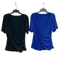 Lot of 2 Shein Curve Womens 1X Short Sleeve Ribbed Deep V Neck Faux Wrap Tops